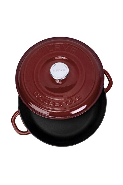Lava Cast Iron Round Multi-Purpose Saucepan New Heritage Series Diameter (Ø) 28Cm.-Claret Red