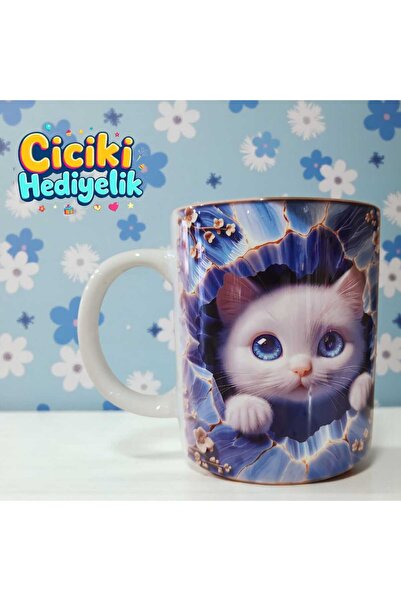 ciciki hediyelik Mave Kitten Printed 3D Effect Gift Mug.