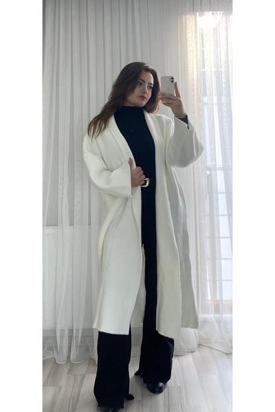 Sara Deluxe Women's Ecru Long Knit Cardigan