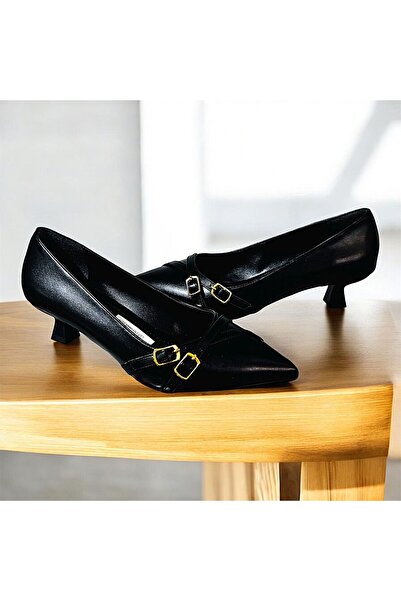 KAFKASLAR AYAKKABI 3 cm Stiletto Heels with Buckle Detail for Daily Evening Wear Stiletto Women's Shoes