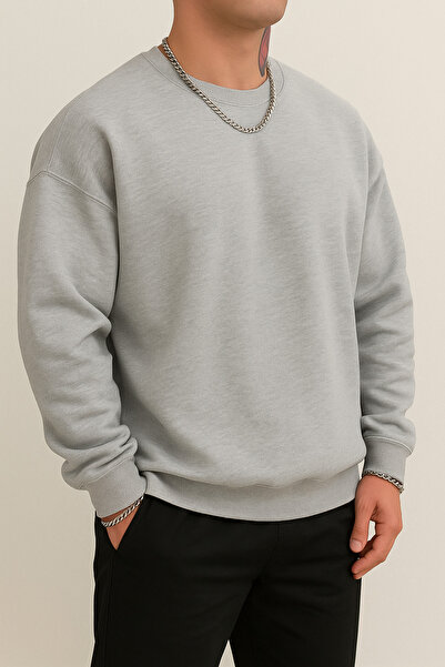 3 İplik Şardonlu Oversize, Kalın Kumaş, Kışlık Polar İçli Sıcak Tutan Sweatshirt