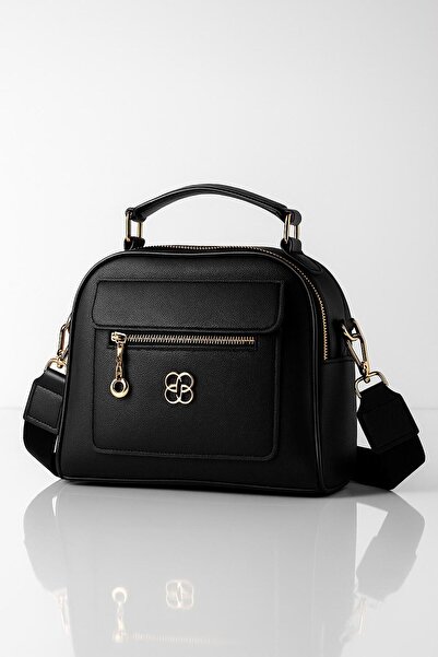 AVCA Women's Black Multi-Compartment Faux Leather Classic Hand Shoulder Bag