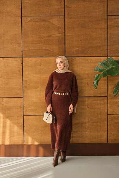 LOCCO Women's Lotus Skirt Suit Brown