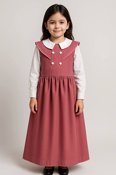 La reina petite Pink elementary school uniform, one piece, attached to a white shirt