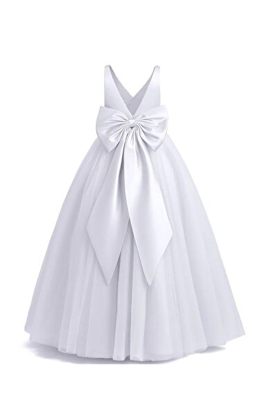 melek golden Girl Child Dress Clothes Princess Dress Bow Wedding Ball Gown Elbis Gul