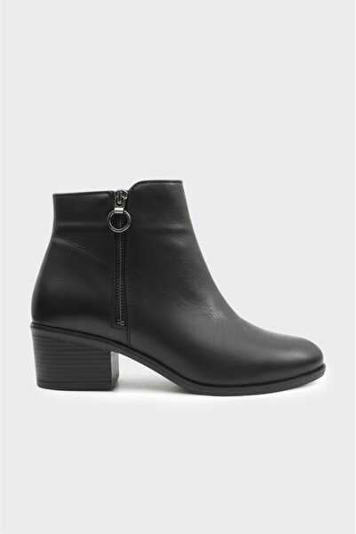 derinet Hakiki Deri Kısa Topuklu Kadın Bot