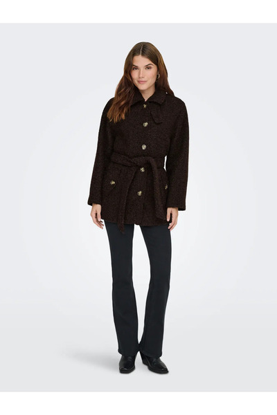 JDY Jdynevada Boucle Belt Coat Otw Hab Γυναικείο παλτό με λεπτομέρεια με κουμπιά και κασετίνα 15355063