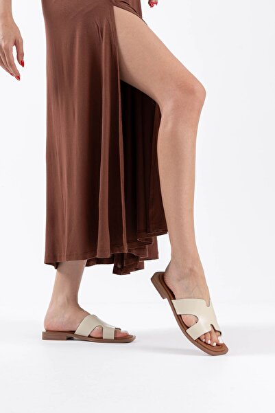 TRENDELLA Fergei Beige Genuine Leather Slippers