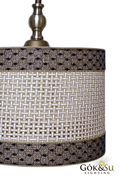 Göksu Lighting Kontrast Dokulu Silindir - Modern Rustik Hasır Örgü Sarkıt Avize