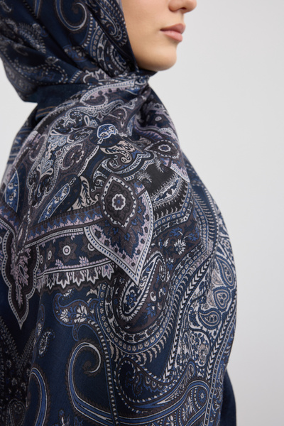 Qef Cotton Shawl Shadow Navy Blue