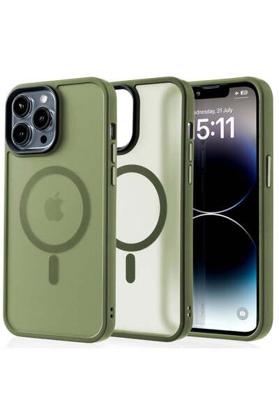 Casey Studios Husa Magsafe iPhone 14 Pro Max, Slim, Incarcare Wireless, Margini Ridicate, Green