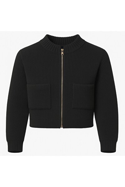 HAKKE Selanik Crop Collar Detailed Knitwear Cardigan
