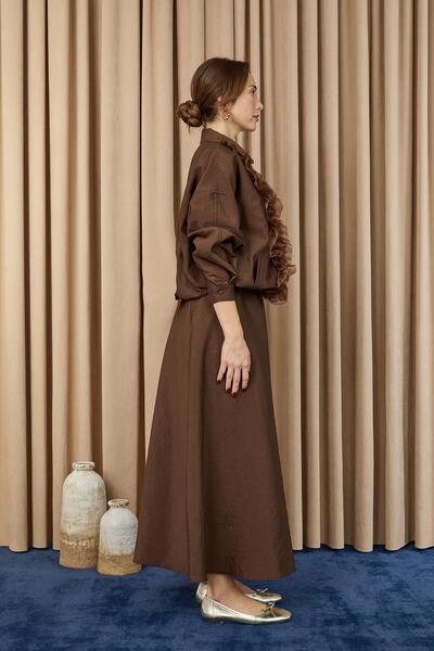 Loreen Γυναικείο Σετ Μπουφάν με Φερμουάρ με Λεπτομέρειες από Βολάν και Δαντέλα - 20707TKM - ΚΑΦΕ