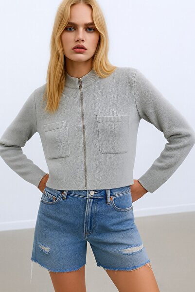 HAKKE Selanik Crop Yaka Detaylı Triko HIRKA