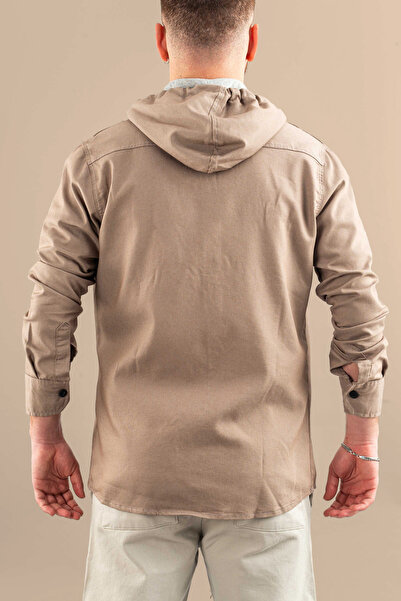 bombe Ανδρικό τζιν πουκάμισο με κουκούλα