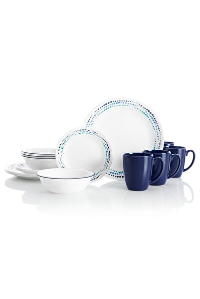 Corelle Ocean Blue 16-Piece Dinnerware Set – Durable, Lightweight & Chip-Resistant