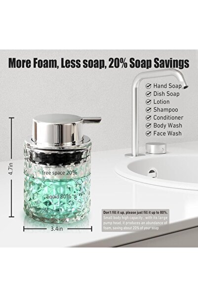 Generic Malashi Glass Foaming Soap Dispenser, Refillable, Transparent