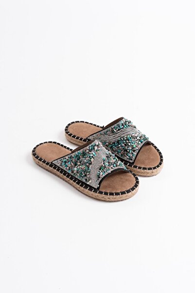 TRENDELLA Dennis women's black stone embroidered slippers