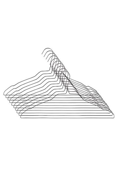 AB HOMES Set de 10 Umerașe Metalice, Gri, 41x20 cm – Subțiri și Durabile