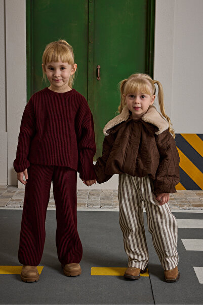Fahhar Kids Basic Knitwear Set Burgundy