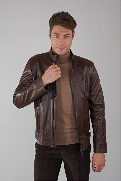 Bisse Erkek Kahve Gerçek Deri Ceket
