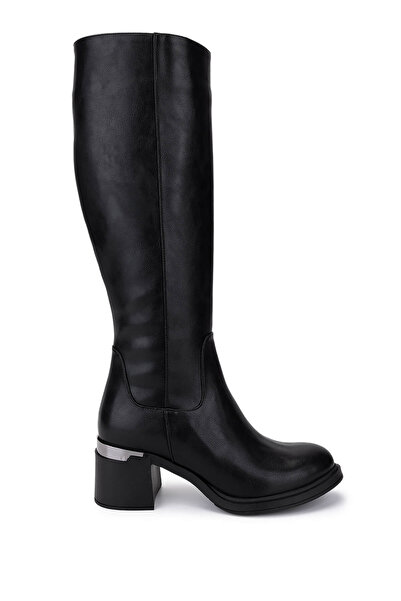 Tamer Tanca Kadın Suni Deri Siyah Topuklu Çizme