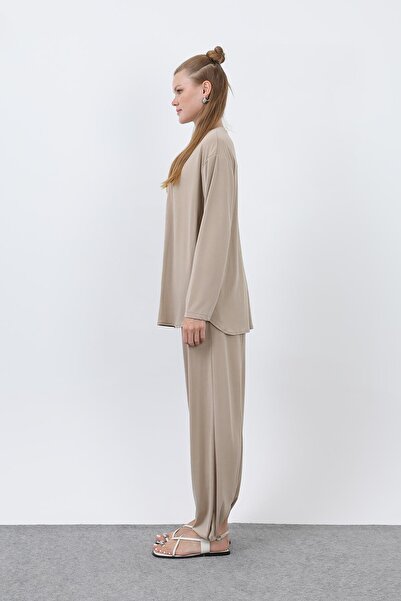 Loreen Women's Oversized Viscose Relax Set-20663Tks - Beige