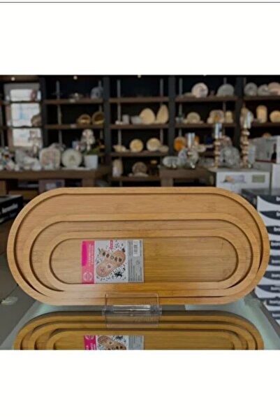 sweenhome 3-Piece Oval Bamboo Presentation Plate 45-39.5-33.5