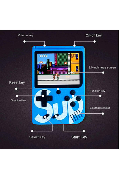 SprintMag Retro Gameboy Portable Video Game Console 400 Games TV Connection 3″ HD Screen Albastru Battery