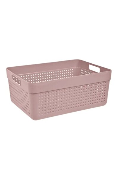 AB HOMES Storage Basket, 10L, Pink, Perforated, with Handles, Durable Plastic, 32x23x14 cm