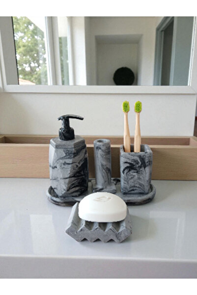 Trust Stone طقم حمام من 5 قطع بتصميم أنثراسيت، يشمل حامل صابون سائل للمرحاض و...