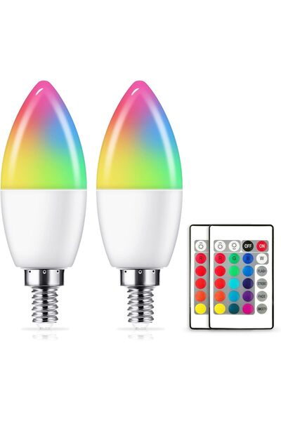 SYOSI لمبة LED متغيرة اللون E12، شمعدان، 3 وات، 17 لونًا، جهاز تحكم عن بعد (ع...