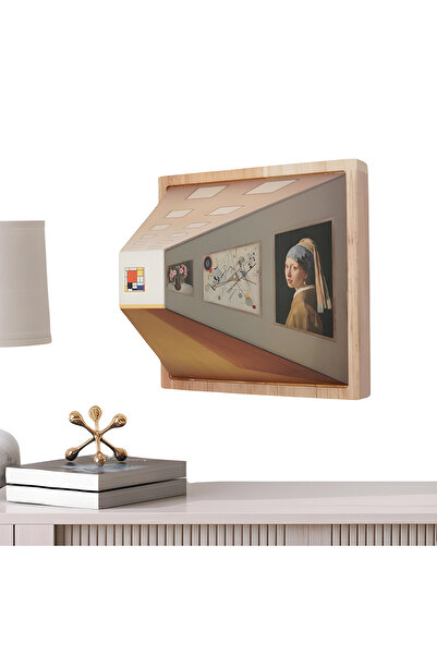 Teno ® Illusion Painting, famous artworks, 3D design, various perspectives, wooden frame, 19 x 19 x 1