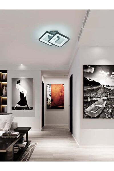 RFAN LED Chandelier, Model K002-2, With Remote Control, 3 Types of Light, 52W, Black