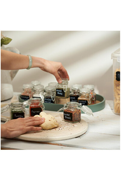 OEM Set de 12 borcane din stejar și oțel, etanșe, 100 ml, cu etichete, transparente