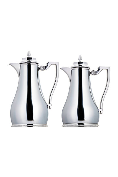 ALSAIF Shaden Coffee and Tea Thermos Set, 2 Pieces, by Al Saif / Elegant Design to Suit All Tastes - 1.0/0.75 Liter - Chrome