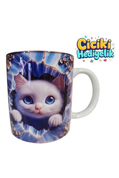 ciciki hediyelik Mave Kitten Printed 3D Effect Gift Mug.