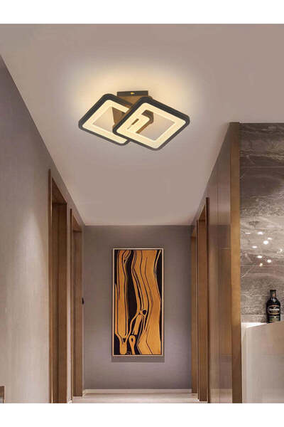 RFAN LED Chandelier, Model K002-2, With Remote Control, 3 Types of Light, 52W, Black