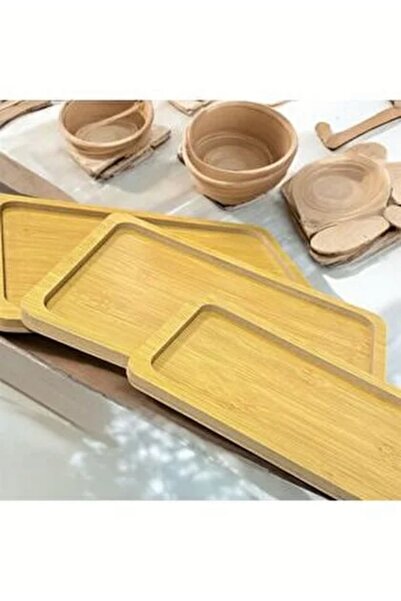 sweenhome 3-Piece Bamboo Rectangular Presentation Plate 45-39.5 33.5 cm