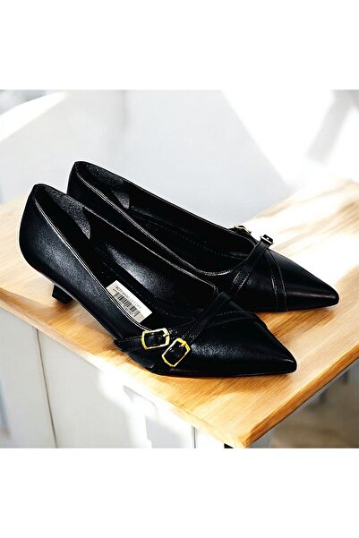 KAFKASLAR AYAKKABI 3 cm Stiletto Heels with Buckle Detail for Daily Evening Wear Stiletto Women's Shoes