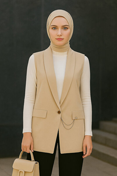 ŞIK VE MUTLU Hijab Sleeveless Tunic Blazer Vest