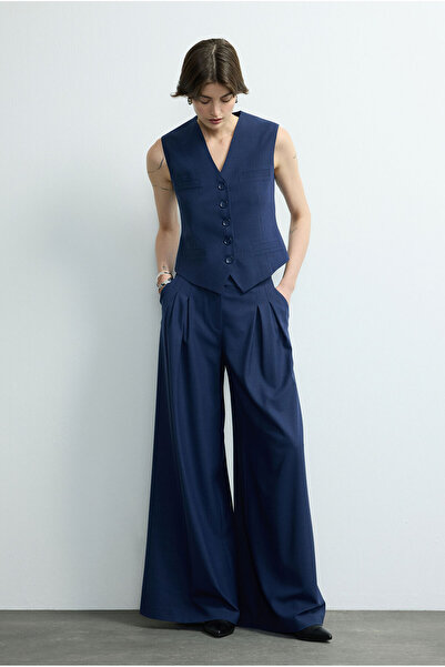 Love My Body Moda Tutkusu Pileli Bol Paça Pantolon