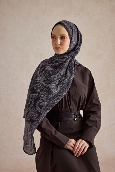 Qef Cotton Shawl Shadow Dark Purple