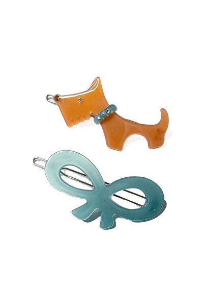 New Obsessions Dog Detailed Acrylic Buckle Set 2 Pieces