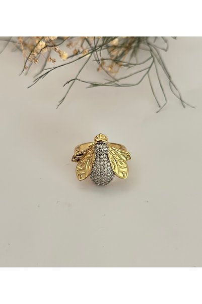 mibrillo Branded equivalent zircon stone bee ring, prosperity ring.