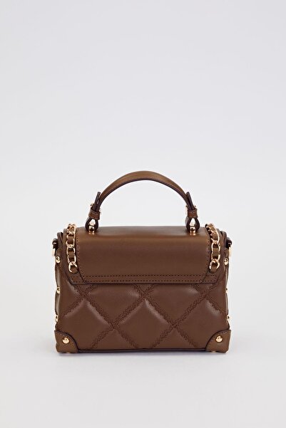 Levidor Quilted Embroidery, Chain Knitting and Metal Staple Detail Small Size Women's Hand and Shoulder Bag Lv930580