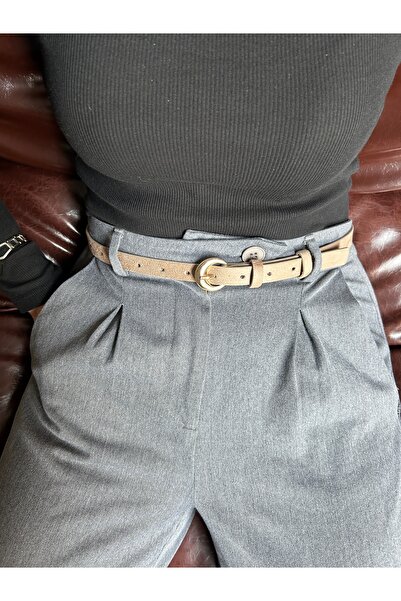 LİA KEMER Stance Curea de talie pentru femei, din piele intoarsa cu model rot...