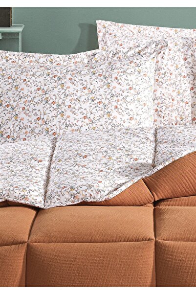 Evim Andy Timeless 100% Cotton 4 Layer Muslin Comfort Quilt Set Double Size Brown 195X215 cm