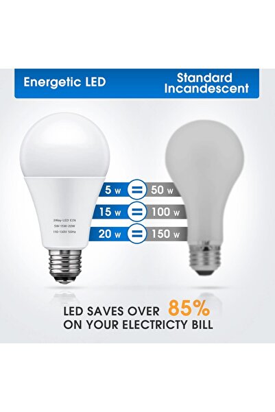 Generic Briignite 3-Way LED A21 Bulb E26, Daylight 5000K, 50/100/150W Equivalent (600/1250/1850 lm)