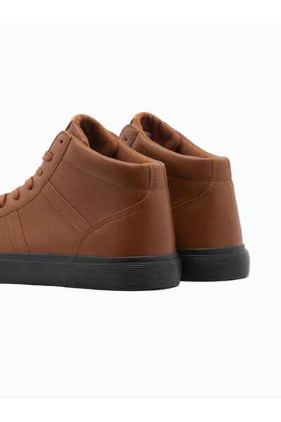 OMBRE Pánské boty kotníkové tenisky s kontrastní podrážkou - camel V5 OM-FOTH-0124